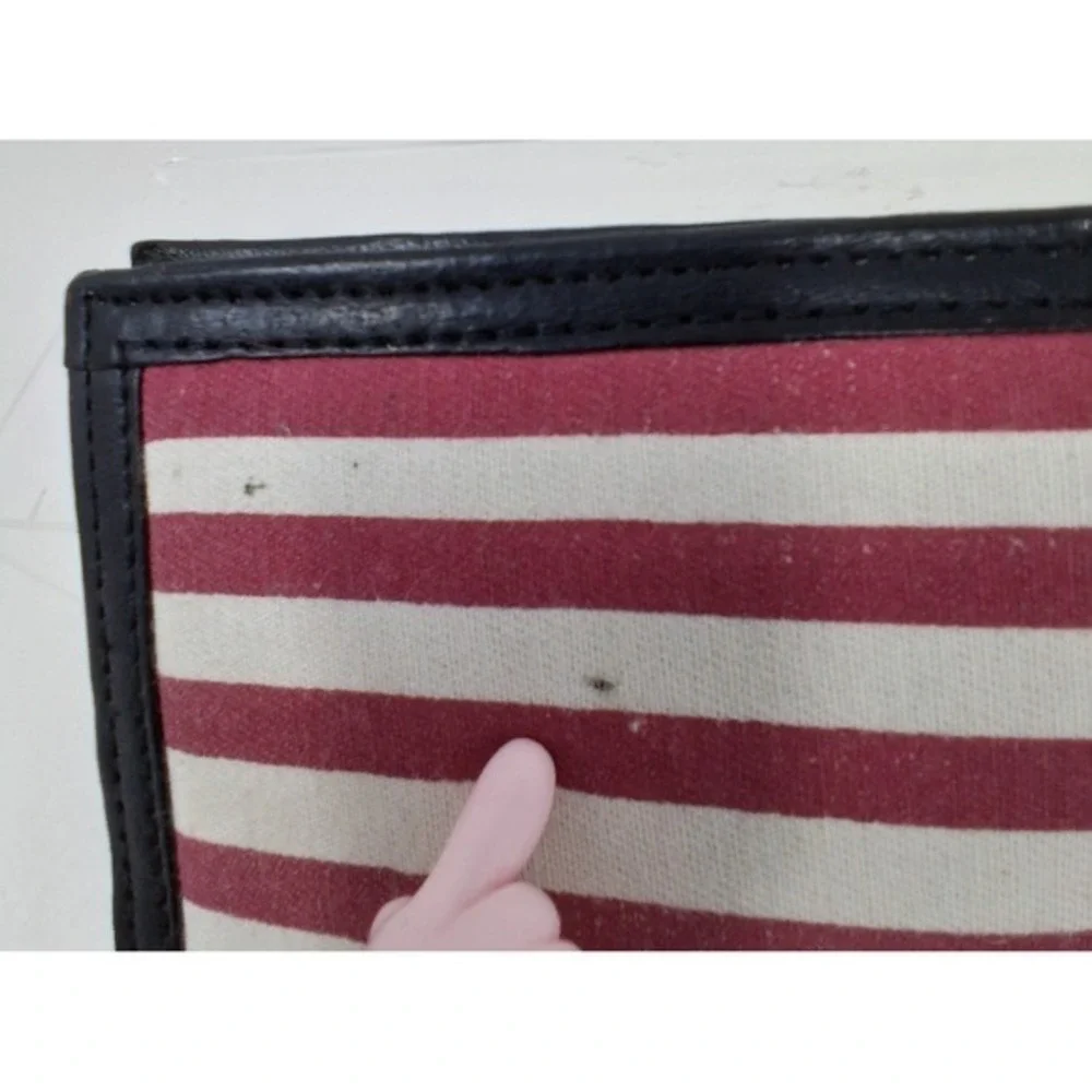 American Flag Bifold Wallet Black Leather Trim Canvas Stars Stripes Americana